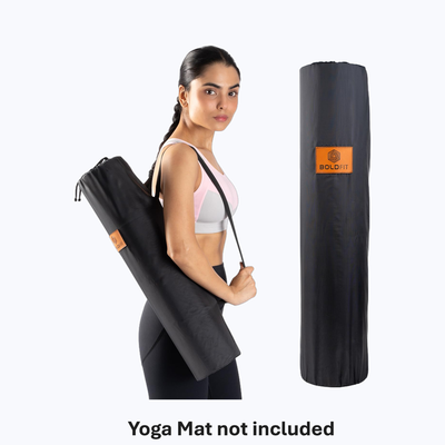 Boldfit Yoga Mat Cover Bag Black For Carrying Exercise Polyester Yoga Mat 