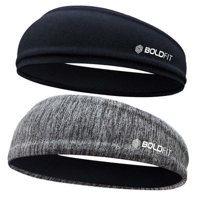 Boldfit Sports Headband | Black & Black Melange for Gym & All Activities