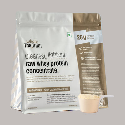 The Whole Truth Unflavoured Whey Protein Concentrate (26g Protein Per Scoop)