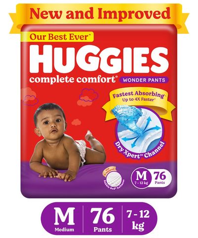Huggies Complete Comfort Wonder Pants Diapers For Kids | White | M (7 - 12 kg)