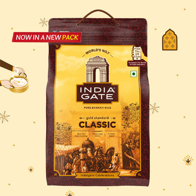 India Gate Gold Standard Classic Extra Long Basmati Rice with 2 years Grain Age | Polished