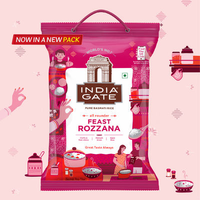 India Gate All Rounder Feast Rozzana Basmati Rice | Aged Rice | Fluffy and Non-Sticky