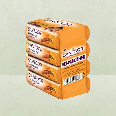 Santoor Skin Moisturizing Sandal and Turmeric Bathing Soap With Anti-Aging Properties