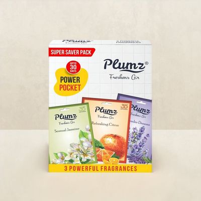 Plumz Air Freshner Zipper Pocket- Assorted Pack of 3 (30gms)