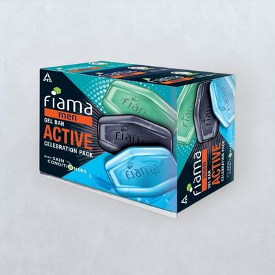 Fiama Men Gel Bar Active Celebration Pack with 3 Unique Gel Bars, for Moisturised Skin