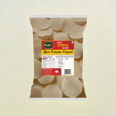 Wellfry Mini Potato Papad | Upwas Papad- Fast Papad-Sendha Namak