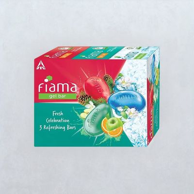 Fiama Gel Bathing Bar Fresh Celebration pack, with 3 Unique Gel Bars, for Moisturized Skin