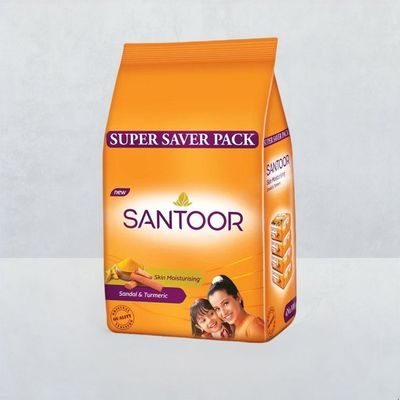 Santoor Skin Moisturizing Sandal and Turmeric Bathing Soap With Anti-Aging Properties