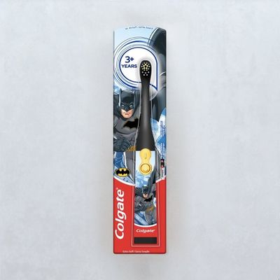 Colgate Batman Toothbrush For Kids, Battery Powered Electric Toothbrush, Age 3+, Kids Toothbrush With Extra Soft Bristles And Slim Handle, Includes Replaceable Batteries