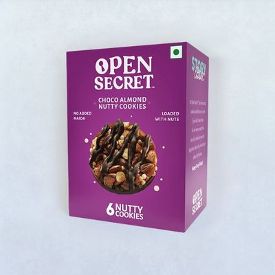 Open Secret Zero Maida Chocolate Almond Cookies | Pack of 6 | Healthy Snacks | High Protein