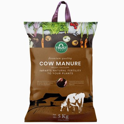 TrustBasket 5 Kg Organic Cow Dung Manure | Fertilizer for Plants & Home Gardening Soil Enrichment