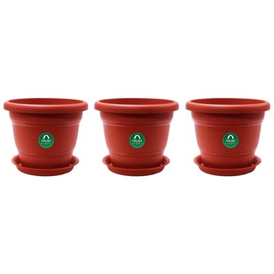 TrustBasket 14 Inch Round Pot with Saucer | Large Pots for Balcony & Indoor Use