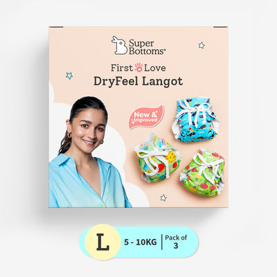 Super Bottoms Dry Feel Langot Baby Diaper For Kids | Multicolour | L (5 - 10 kg)