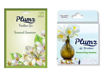 Plumz Air Freshener Sensual Jasmine 10 gms & Bathroom Air Freshener Blocks Mesmerising Jasmine 75 gms Combo