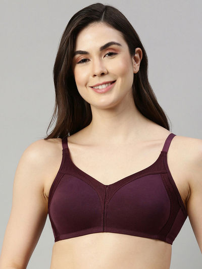 Enamor Women's AB75 Full Support Fab-Cool Cotton Bra|Non Padded|Wirefree | Purple-38C