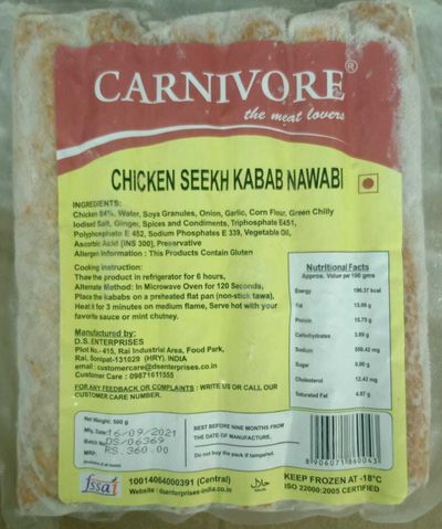 Carnivore Chicken Seekh Kabab Nawabi