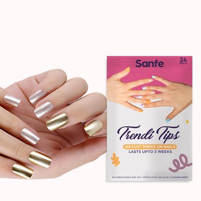 Sanfe Instant Stick On Nails - Golden Chrome