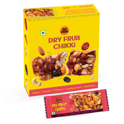 Dry Fruit Chikki 45% Dry Fruits Bar, Pack of 6 Pcs By GO DESi