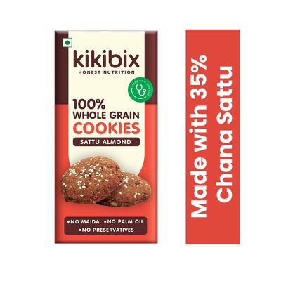 Kikibix Sattu Almond Healthy Cookies | No Refined sugar | No Palm Oil