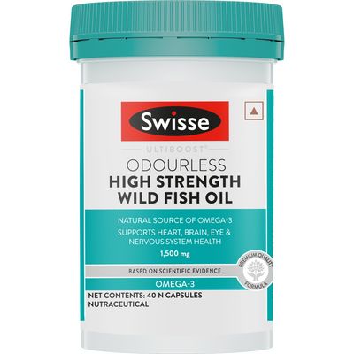 Swisse Fish Oil With 1500Mg Omega , Highest Omega-3 Content In One Capsule - 40 Days Pack