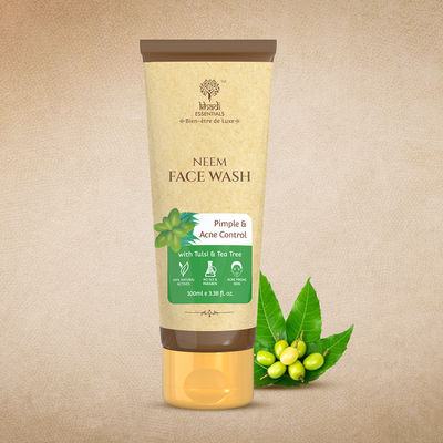 Khadi Essentials Neem Face Wash for Acne & Pimple Control with Tulsi Sulphate & Paraben Free