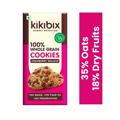 Kikibix Cranberry Walnut Healthy Biscuits, Jaggery Oats Cookies, Digestive, No Maida, No Palm Oil