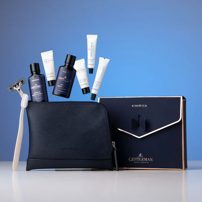 Kimirica Gentlemen Travel Case | Luxe 9-in-1 Grooming Set in Vegan Leather Bag | Self-Care for Him