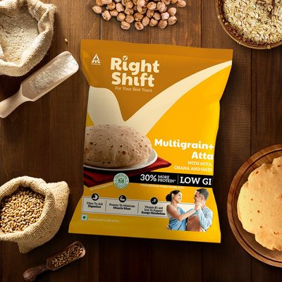 ITC Right Shift Multigrain+ Atta, 30% MORE protein | Goodness of Soya, Chana and Oats