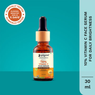 Pilgrim 10% Vitamin C Face Serum For Daily Brightness Helps Reduce Dark Spots & Evens Skin Tone