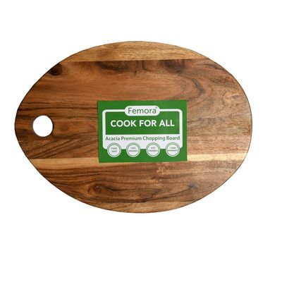 Femora Acacia Chopping Board Cutting Board Oval Shape 15 X 11 Inch (39 X 28 Cm)