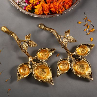 Gibox 3 In One Diya Urli Metal Gold Plated