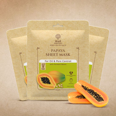 TAC - The Ayurveda Co. Khadi Essentials Papaya Sheet Mask for Oil Control and Brightening Skin