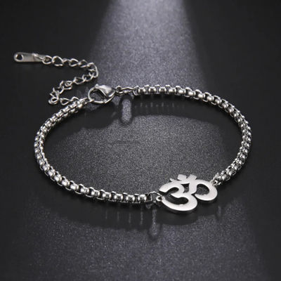 Salty Alpha Men Auspicious "OM" Silver Bracelet