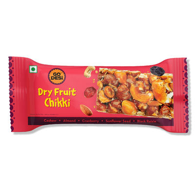 Dry Fruit Chikki 45% Dry Fruits Bar, Pack of 6 Pcs By GO DESi
