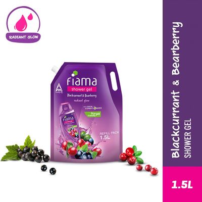 Fiama Shower Gel Blackcurrant & Bearberry Body Wash With Skin Conditioners For Radiant Glow, Pouch