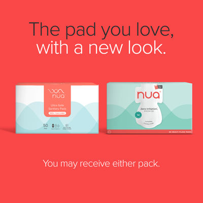 Nua Complete Comfort Pads with Disposal Cover for Heavy Flow | 50XL+