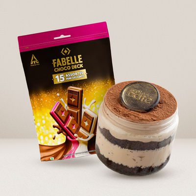 Fabelle Chocolate Home Pack Mini Delights Assorted Treats Pack(105gms) & Tiramisu(1pc) Combo