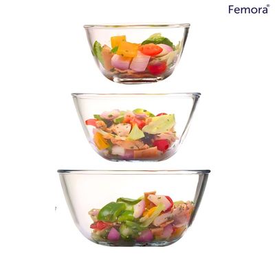 Femora Borosilicate Microwave Bowl Set Gift Set 400 Ml 700 Ml 1050 Ml Gift Set 3 Pcs