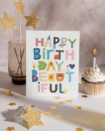 Mad Over Print Beautiful Happy Birthday Card