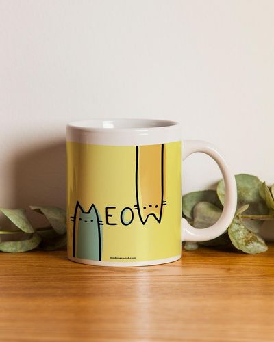 Mad Over Print Meow Coffee Mug