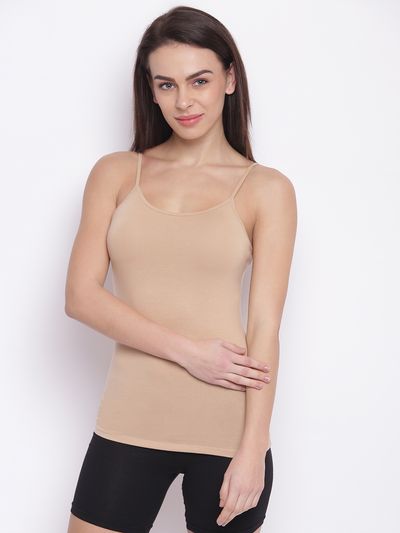 Enamor Women's Solid Cotton Camisole | Nude - L
