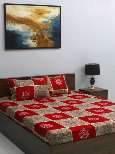 Bombay Dyeing Vista 144 Tc Queen Size Bedsheet With 2 Pillow Covers - Assorted Design & Color
