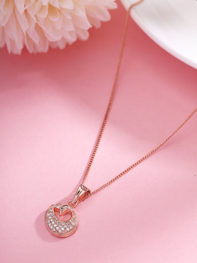 Priyaasi Radiant Rose Gold Plated American Diamond Necklace