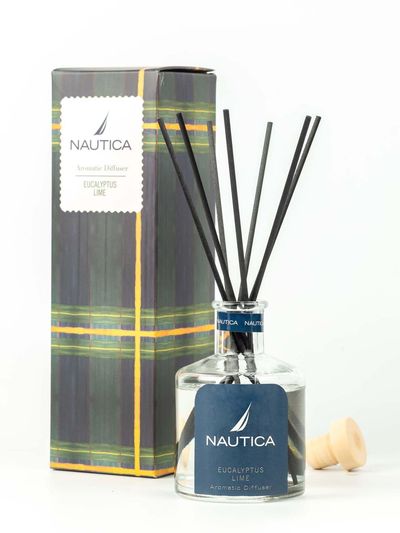 Nautica 100% Natural Aroma Oil Diffuser Set With 7 Reeds 1pc 150 ml Size Eucalyptus Lime-Natural