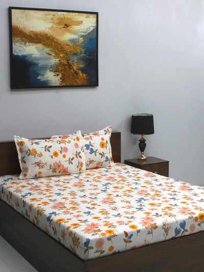 Bombay Dyeing Mimosa 164 Tc Double Size Bedsheet With 2 Pillow Covers - Assorted Design and Color 