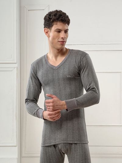Lux Inferno V-Neck Thermal Top for Men | Charcoal | 85 | Size M