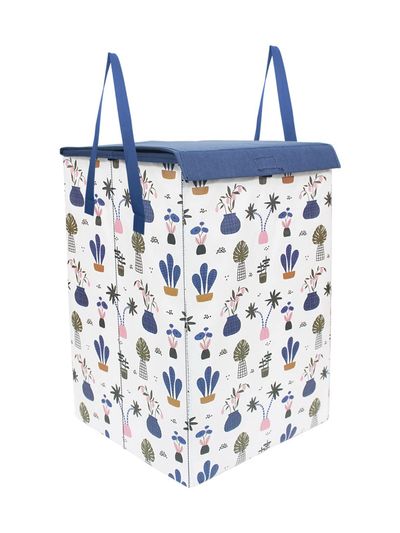PrettyKrafts 75 L Folding Laundry Hamper | Clothes Basket with Lid & Carry Handles | White - Large