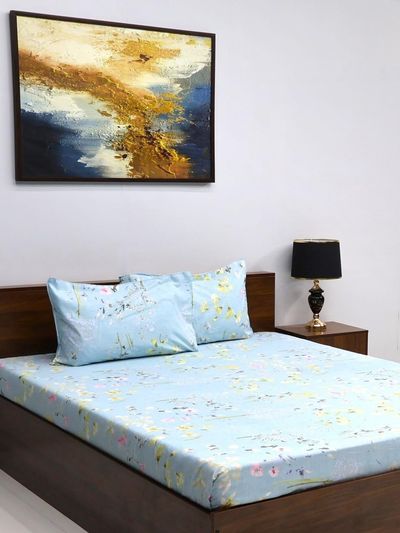Bombay Dyeing Vista 144 Tc Queen Size Bedsheet With 2 Pillow Covers - Magnet