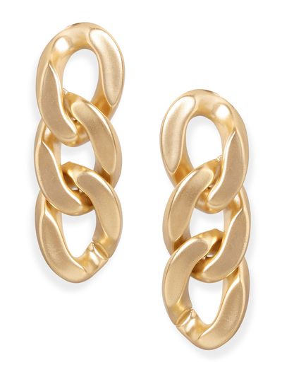 Rubans Gold Plated Matte Finish Chain Link Drop Earrings