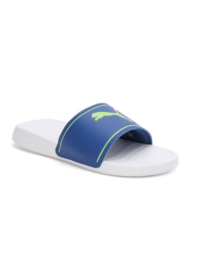 Puma Marine Unisex Slides | White-New Navy-Fizzy Apple | Size - UK 6